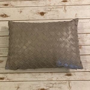 Frye Faux Leather Pillow Gray Woven 14 x 20 Decorative Lumbar Throw Pillow